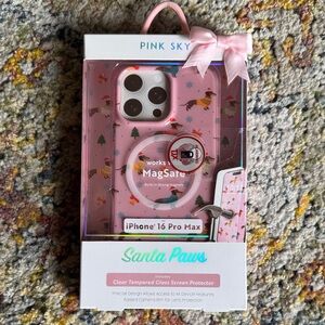 Pink Sky "Santa Paws" MagSafe iPhone 16 Pro Max phone case. NEW WITH TAGS!